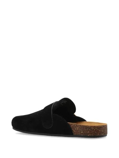 Tory Burch logo-plaque suede slippers - Black