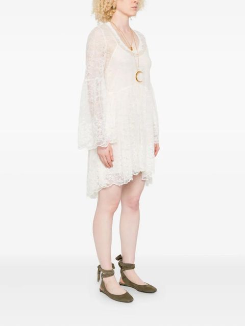 Chloé lace bell-sleeve mini dress - Neutrals
