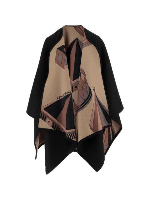 Ferragamo reversible geometric cape - Black - zdjęcie produktu nr 2