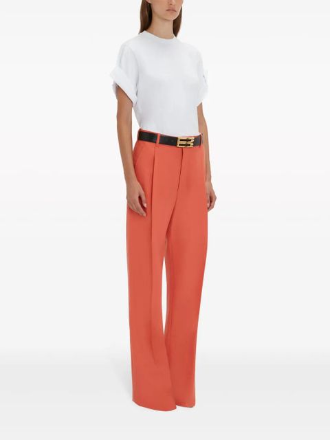 Victoria Beckham pleat-detail wide-leg trousers - Orange