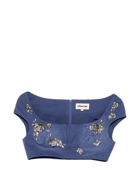 SHUSHU/TONG embellished V-neck top - Blue - zdjęcie produktu nr 1