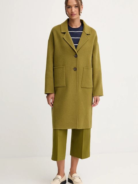 United Colors of Benetton płaszcz z wełną kolor zielony 28F7DN082 - zdjęcie produktu nr 1