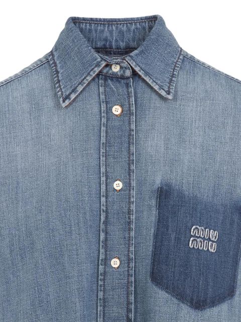 Miu Miu logo-patch shirt - Blue