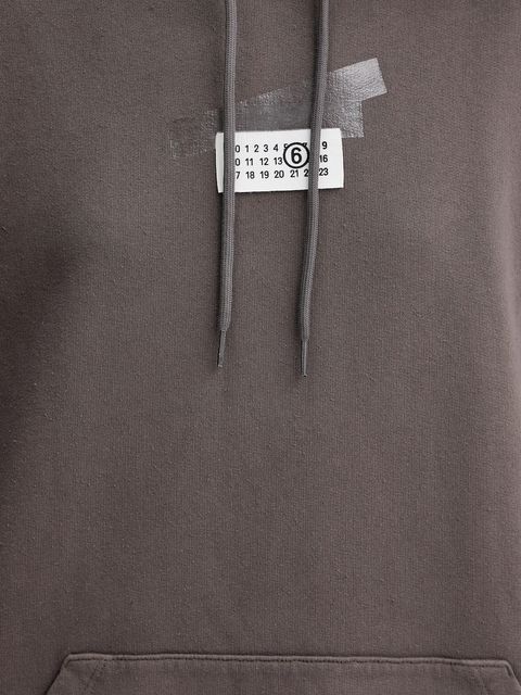 MM6 Maison Margiela bluza bawełniana damska kolor szary z kapturem z aplikacją S62GU0142.M25024.810