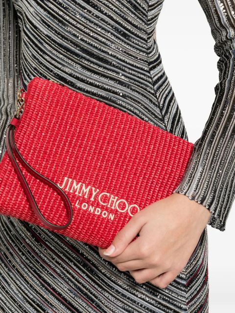 Jimmy Choo logo-embroidered woven clutch bag - zdjęcie produktu nr 2