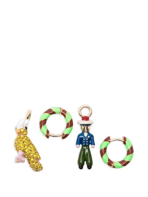 Essentiel Antwerp Jhally stripped charm earrings - Green