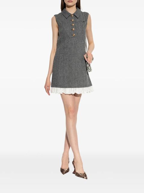 Self-Portrait lace-trim herringbone mini dress - Grey - zdjęcie produktu nr 2