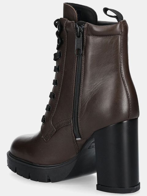 Tommy Jeans botki skórzane TJW HEEL LACE UP BOOT damskie kolor brązowy na słupku EN0EN02832 - zdjęcie produktu nr 2