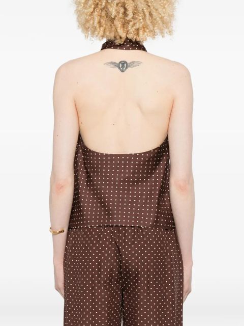 Posse Phoebe polka-dot pattern top - Brown
