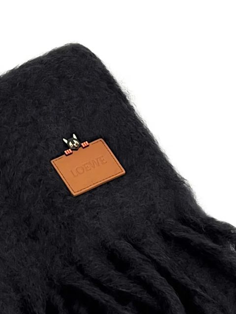 LOEWE fringe plaque scarf - Black - zdjęcie produktu nr 2