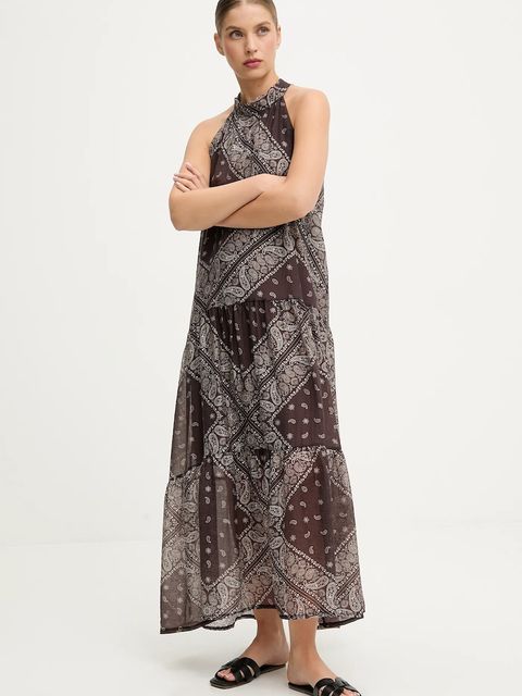 Answear.LAB sukienka kolor brązowy maxi rozkloszowana