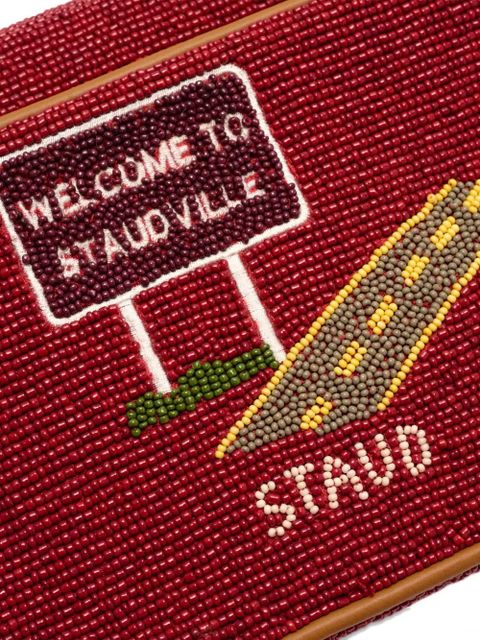 STAUD x FOLK TOWN beaded fringed shoulder bag - Red