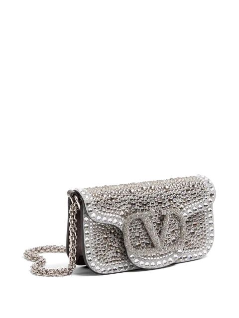 Valentino Garavani small Locò shoulder bag with rhinestones - Silver