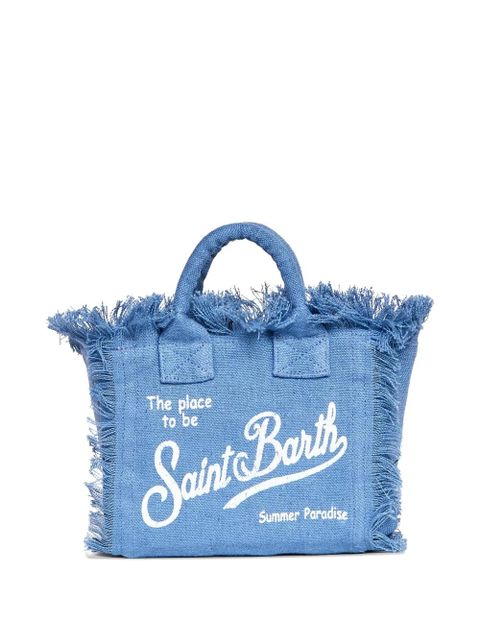 MC2 Saint Barth mini Vanity frayed linen tote bag - Blue - zdjęcie produktu nr 2