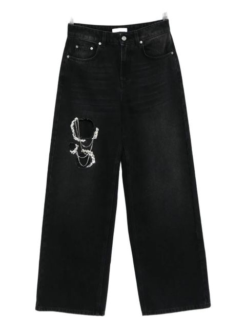 AREA crystal-embellished jeans - Black