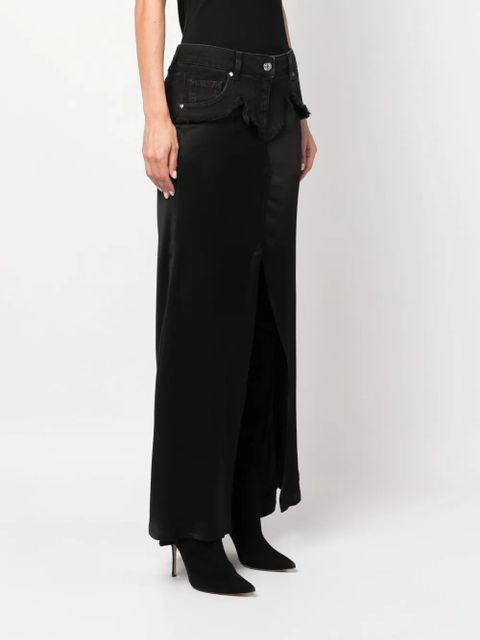 Blumarine layered detail ankle-length skirt - Black