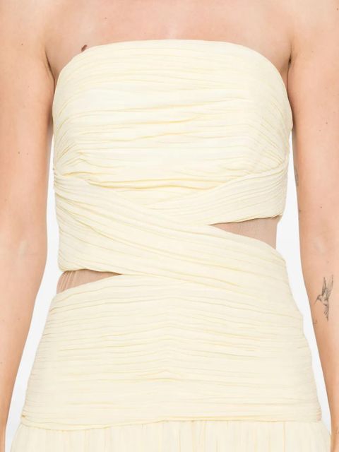 Self-Portrait square-neck scarf-detail maxi dress - Yellow