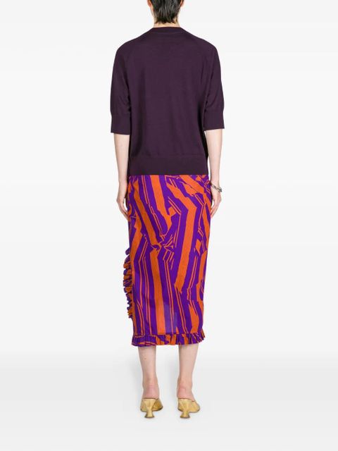DRIES VAN NOTEN ruffled cotton skirt - Purple