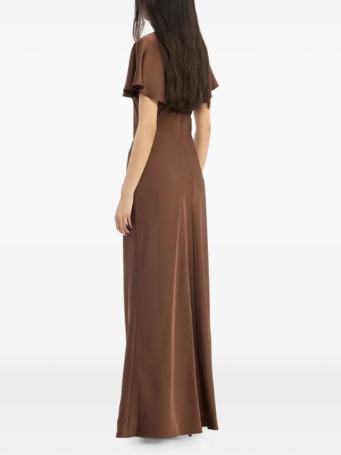 ROTATE BIRGER CHRISTENSEN flowy sleeve satin maxi dress - Brown