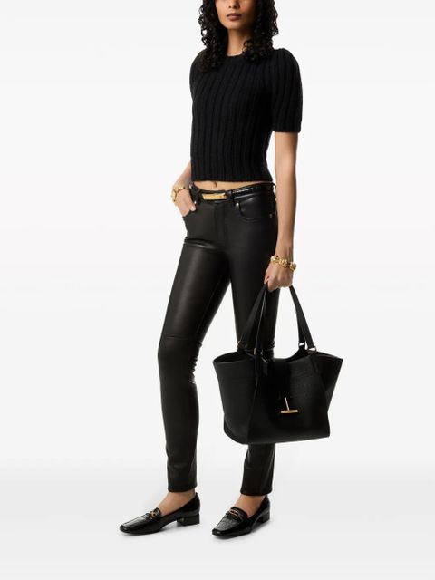 TOM FORD low-rise tapered leather trousers - Black - zdjęcie produktu nr 2