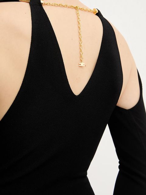 Elisabetta Franchi sukienka kolor czarny midi dopasowana AM11S56E2