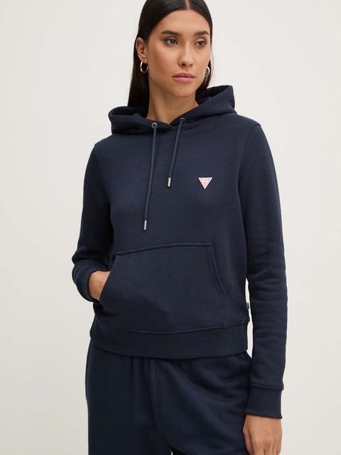 Guess Jeans bluza damska kolor granatowy z kapturem gładka W4YQ04 KC811 - zdjęcie produktu nr 1