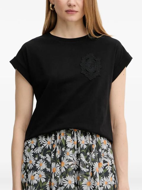 TWINSET lace-detail short-sleeve T-shirt - Black - zdjęcie produktu nr 1