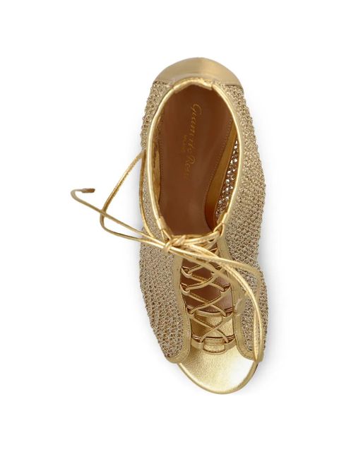 Gianvito Rossi lace-up peep-toe pumps - Gold