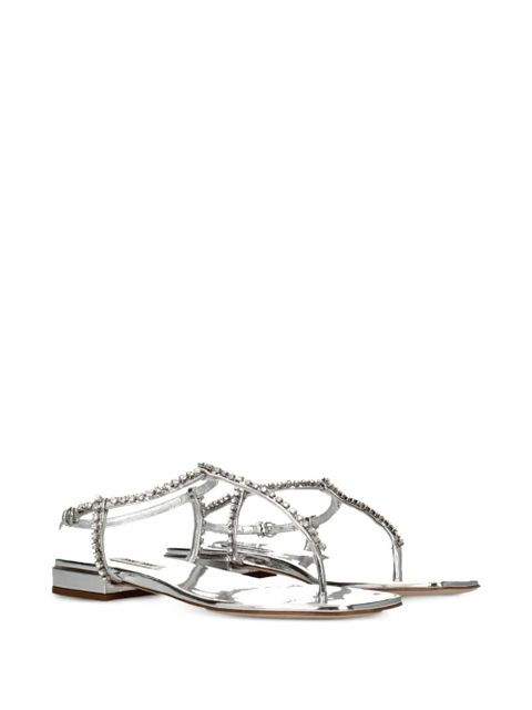 Miu Miu crystal-embellished leather sandals - Silver - zdjęcie produktu nr 2
