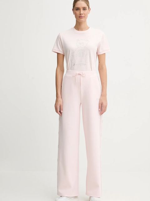 Guess t-shirt bawełniany damski kolor różowy V5BI16 K8FQ4