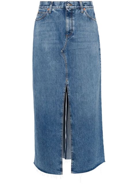 Gucci Horsebit-detail denim maxi skirt - Blue