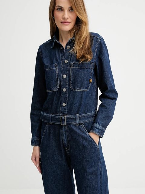 G-Star kombinezon jeansowy 0 kolor granatowy z kołnierzykiemm D26877.E090