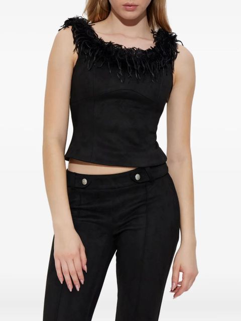 MISBHV feather-trim top - Black