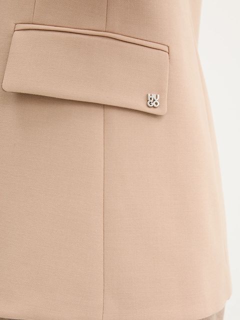 HUGO marynarka kolor beżowy jednorzędowa gładka 50546778