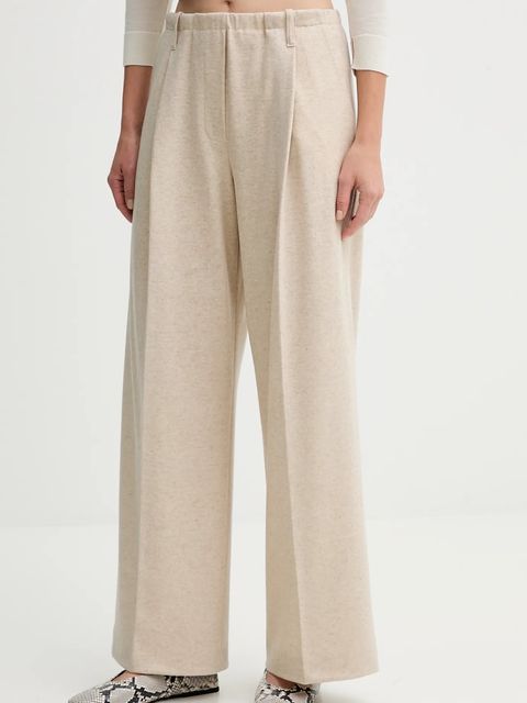 Liviana Conti spodnie z dodatkiem kaszmiru damskie kolor beżowy szerokie high waist L5WN37 - zdjęcie produktu nr 1