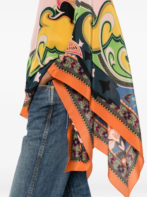 ETRO paisley-print boat-neck poncho - Pink