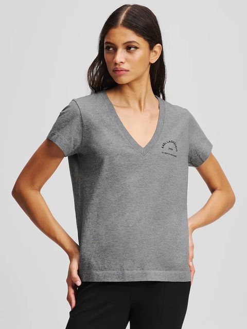 Karl Lagerfeld t-shirt bawełniany damski kolor szary A3W17104 - zdjęcie produktu nr 1