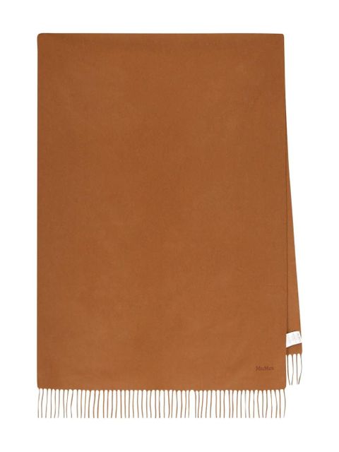 Max Mara fringed embroidered-logo scarf - Brown - zdjęcie produktu nr 1