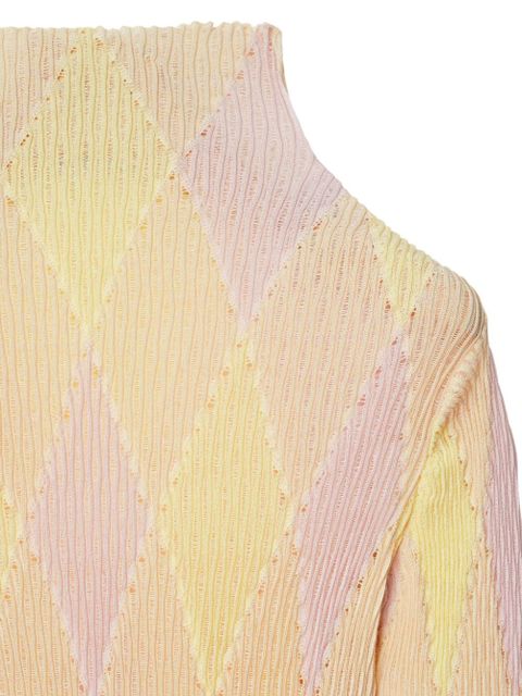 Burberry high-neck argyle intarsia-knit jumper - Yellow
