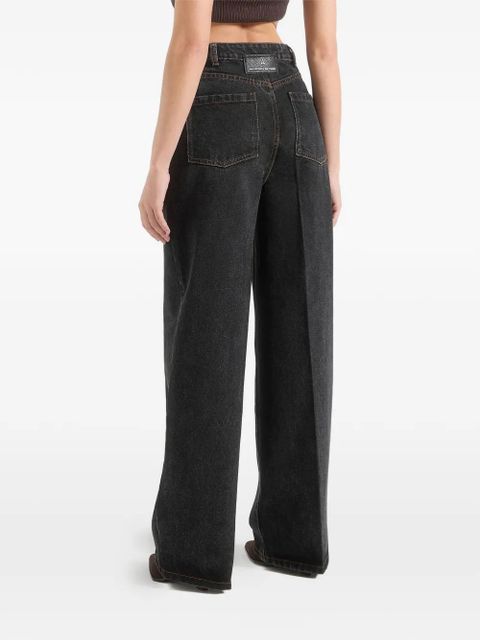 Manière De Voir Astrid wrapover wide-leg washed black jeans