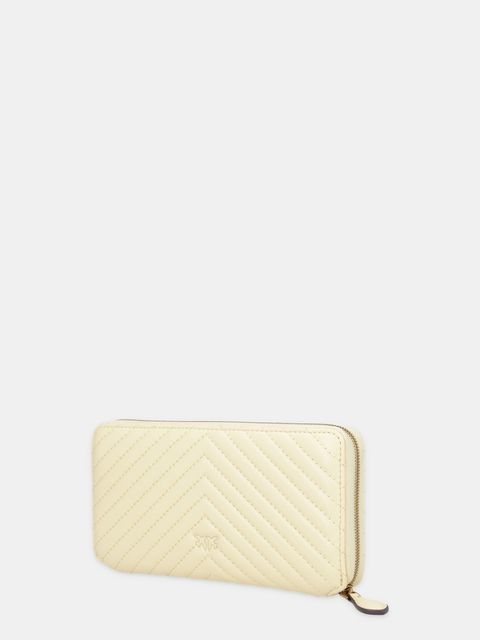 Pinko portfel skórzany damski kolor beżowy - zdjęcie produktu nr 2