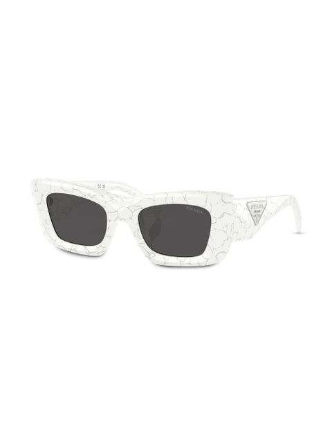 Prada Eyewear marble-print rectangular-frame sunglasses - White - zdjęcie produktu nr 2