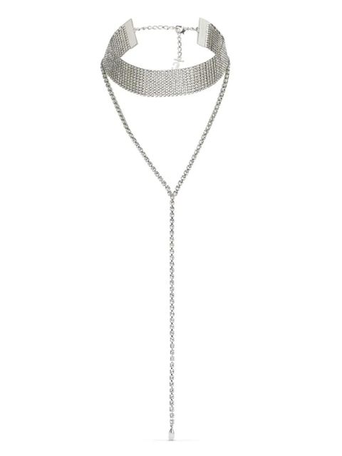Jimmy Choo Saeda crystal-embellished chain necklace - Silver - zdjęcie produktu nr 1