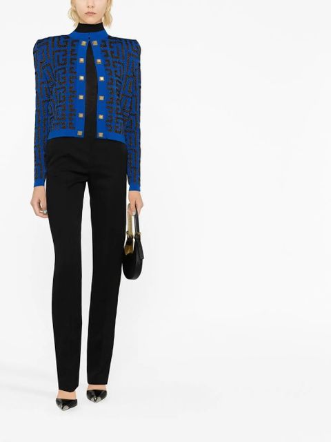 Balmain monogram jacquard cropped jacket - Blue
