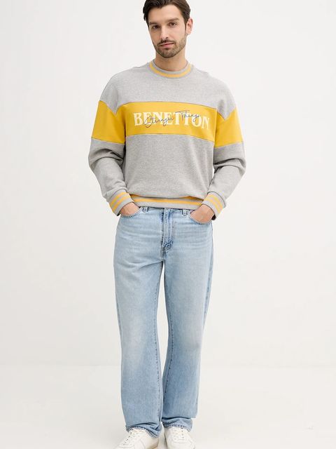 United Colors of Benetton bluza bawełniana x Stranger Things kolor szary z nadrukiem 342ZU10BA