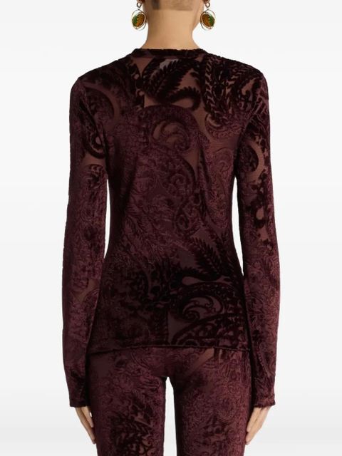 ETRO paisley-jacquard velvet blouse - Brown