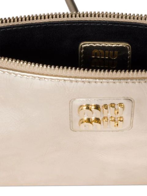 Miu Miu logo-lettering clutch bag - Gold