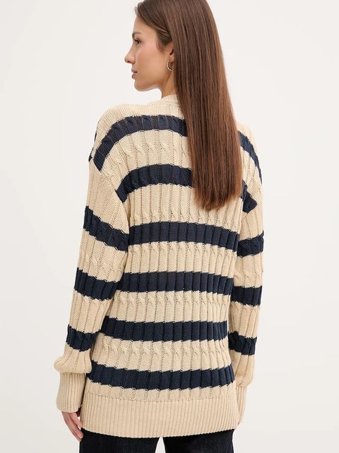 Tommy Hilfiger sweter lniany damski kolor beżowy lekki WW0WW44481