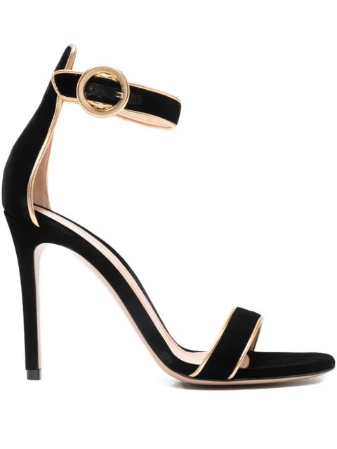 Gianvito Rossi ankle-strap velvet sandals - Black - zdjęcie produktu nr 1