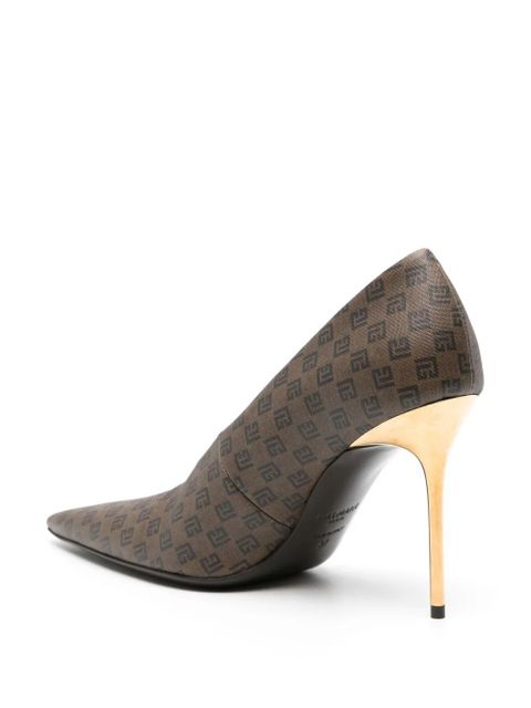 Balmain monogram-print pumps - Brown